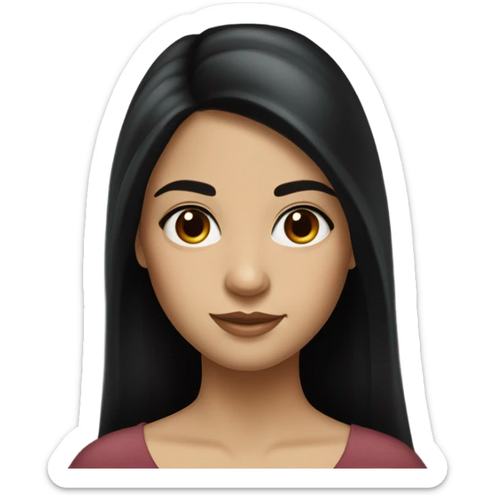 Realistic Beautiful Spanish girl brown eyes straight very long dark black hair  sticker