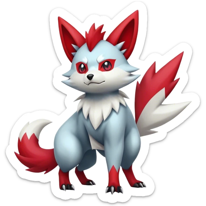 Epic Shiny Cool Kawaii Zangoose-Zorua-Zoroark-Pokemon-fakemon-hybrid-animal Full Body  sticker