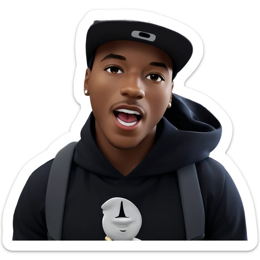 boy with hat and tongue sticker