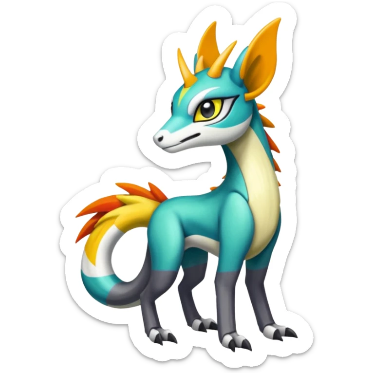 Colorful Meloetta-Wargreymon-Sergal-Pokémon-Digimon-Fakémon-fusion-hybrid-creature sticker