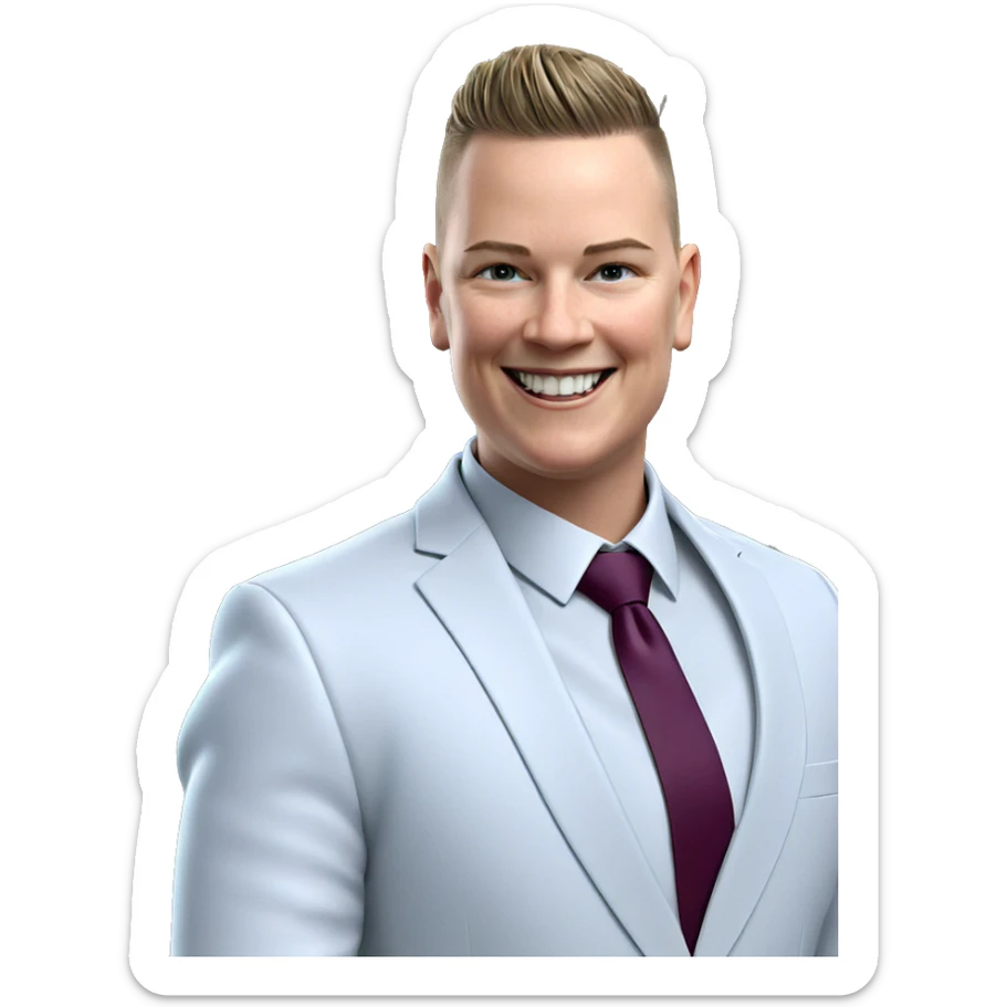 smiling boy in formal attire sticker