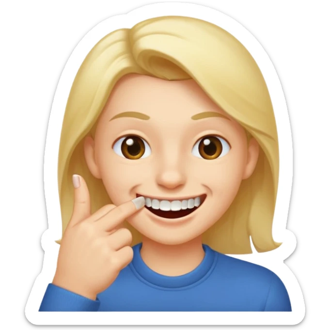 Emoji gêne et content qui mort un seule ongle Et on voit ses dents plus flatter  sticker