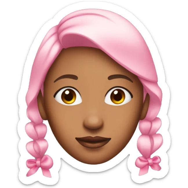 Woman that does her skincare with pink bow on her hair sticker