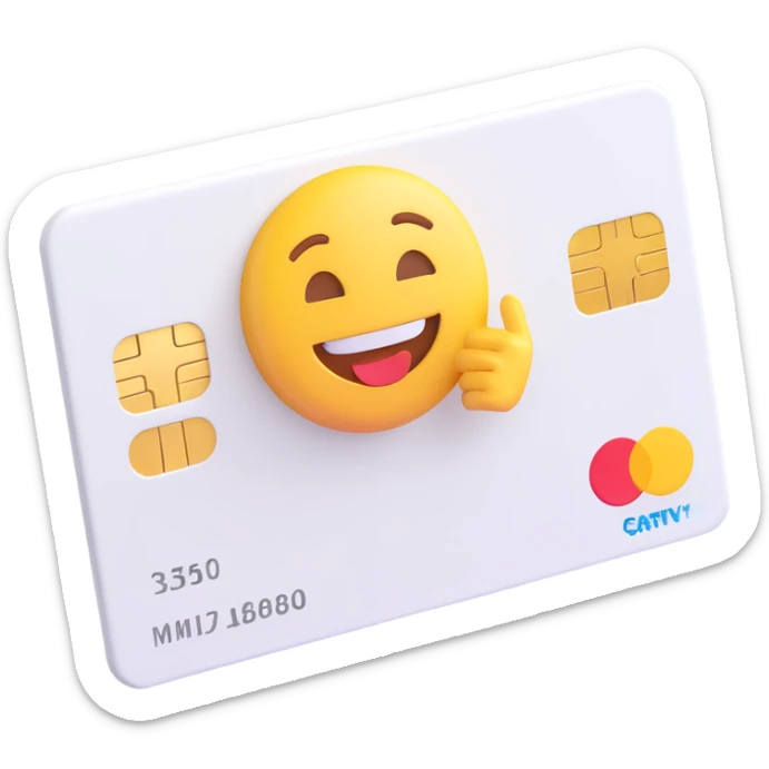 bank card, 3D Emoji style, clean white color, soft shadows and highlights, no decoration, angled view, transparent background sticker