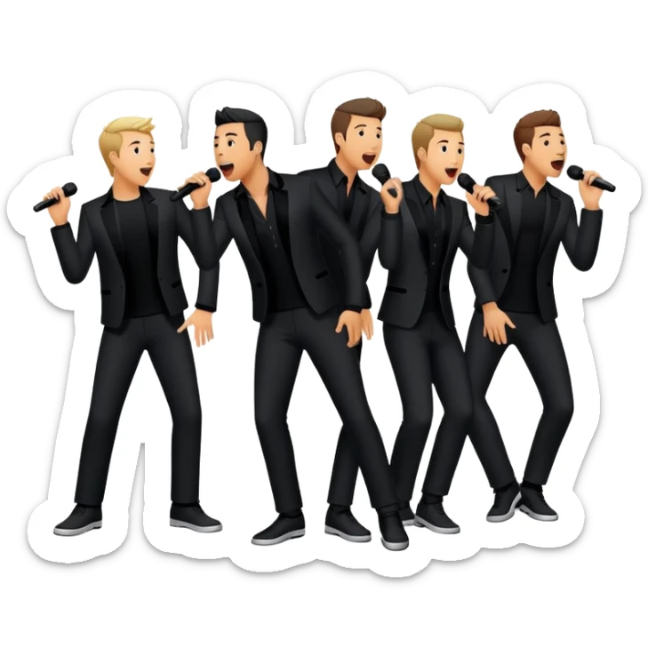 Five silhouettes of singing guys for 'I Want It That Way' by Backstreet Boys sticker