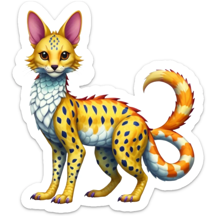 Flurry furry scaly sergal-serval-Koi-possum-sphynx-mouse-sergal-fusion-animal-hybrid-creature  sticker