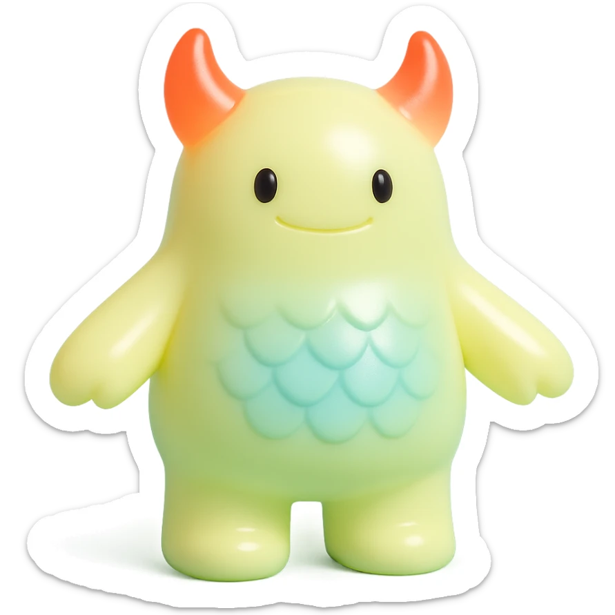 monster with glowing red horns, shimmering scales, and a bright aura sticker