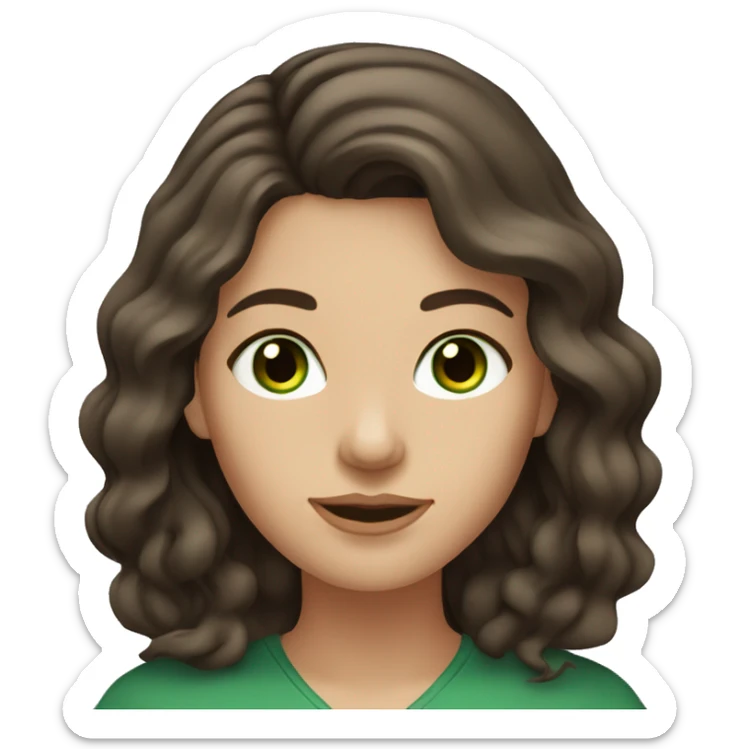 Caucasian woman, dark brown wavy hair, green eyes sticker