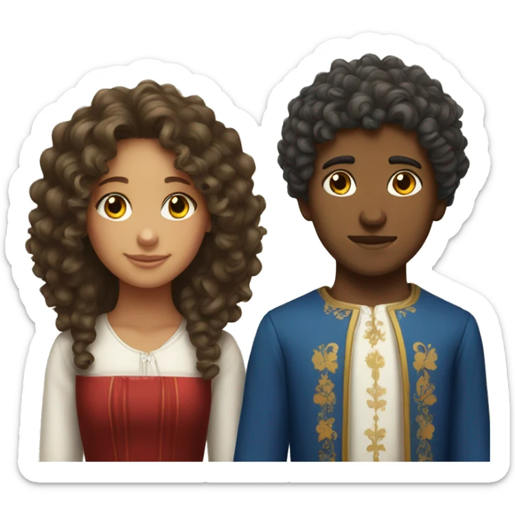 Georgian girl with curly hair and Russian boy  sticker