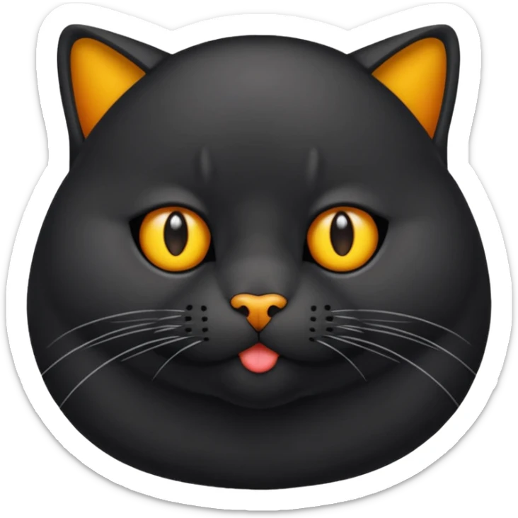 Un gato negro gordito con los ojos de color amarillos sentado con un collar que diga: waina michi sticker