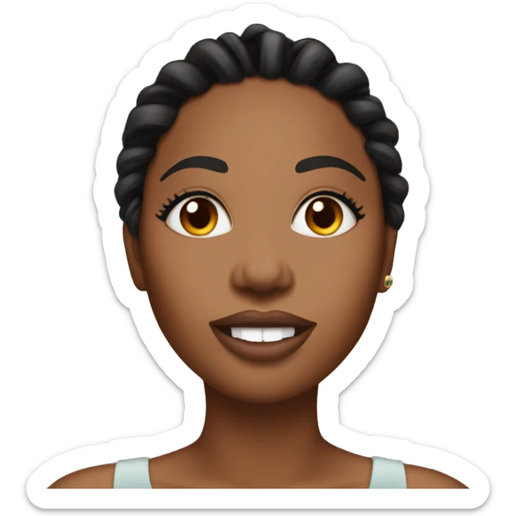 brownskin black woman with black microlocs putting on lipgloss sticker