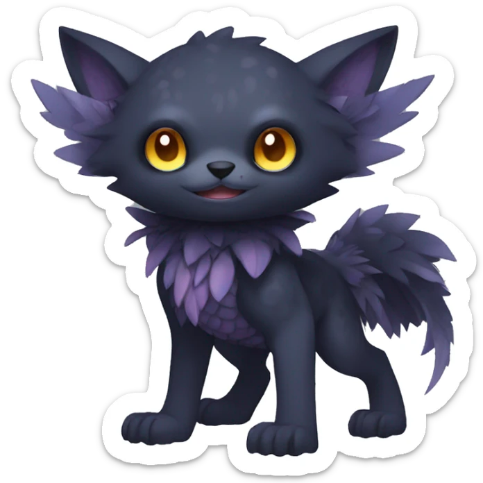Cute cool fantasy dark-themed animal hybrid Fakemon full body sticker