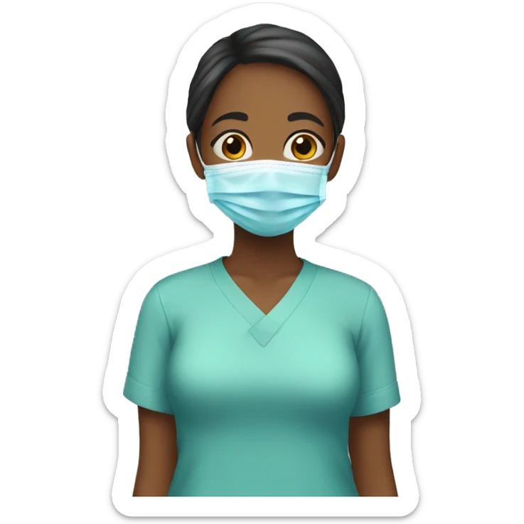 Teen girl wearing surgical mask  sticker