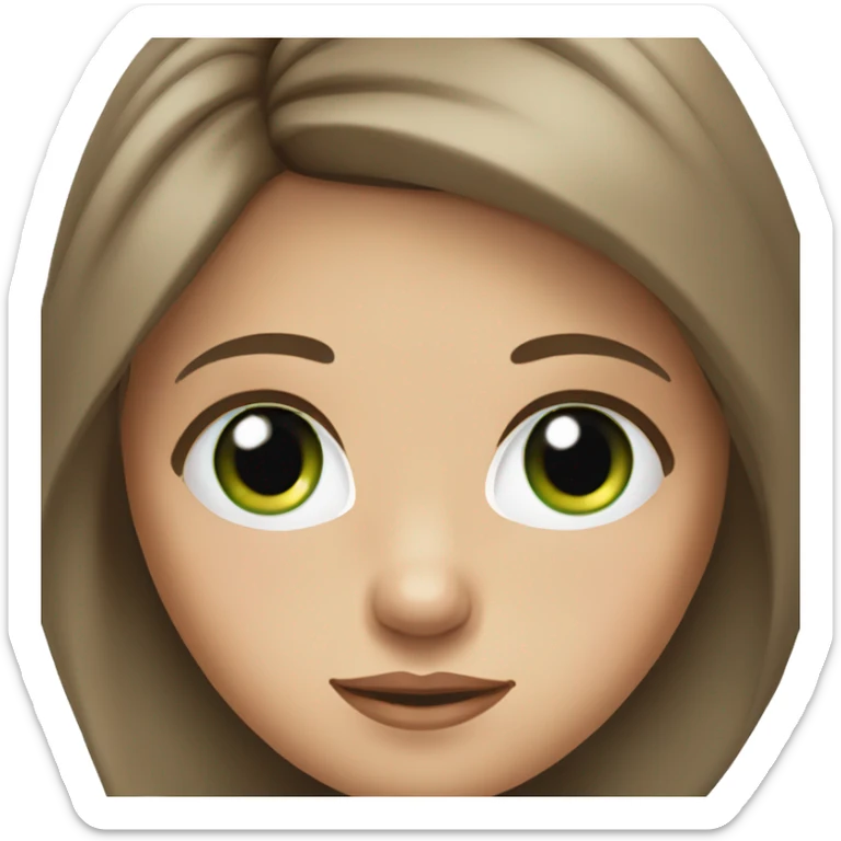 a girl with green-blue eyes, brown hair and long eyelashes sticker