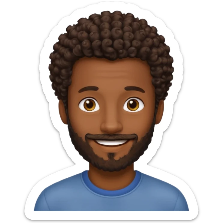 Dark brown skin man with a light beard and a curly   fade haircut with dark brown eyes sticker