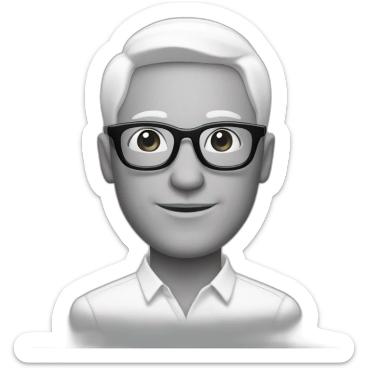 Un homme de 40 ans, avec des lunettes, peau blanche, imberbe et les cheveux noirs sticker