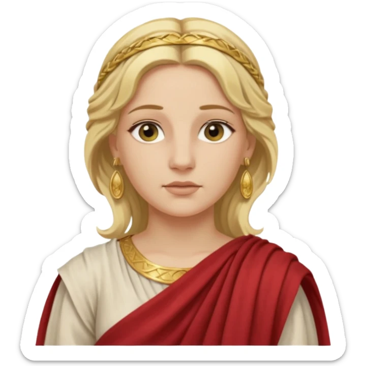 Ancient Roman woman with earrings and blonde hair, ancient clothes sticker