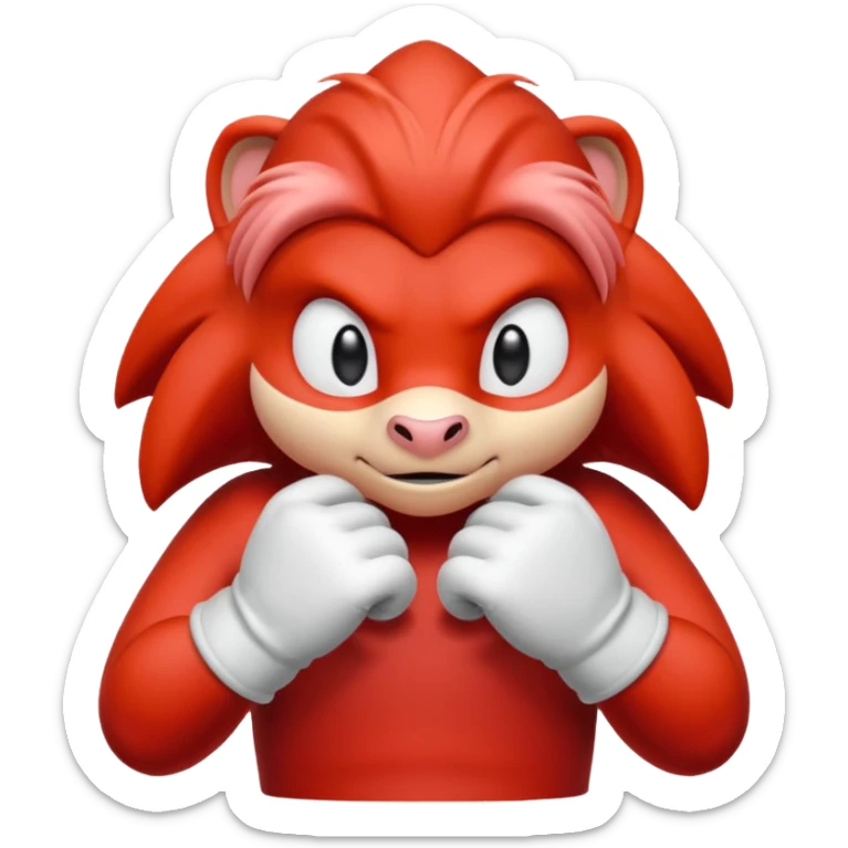 Sonic the hedgehogs friend knuckles a red animal with peach arms and white gloves sticker