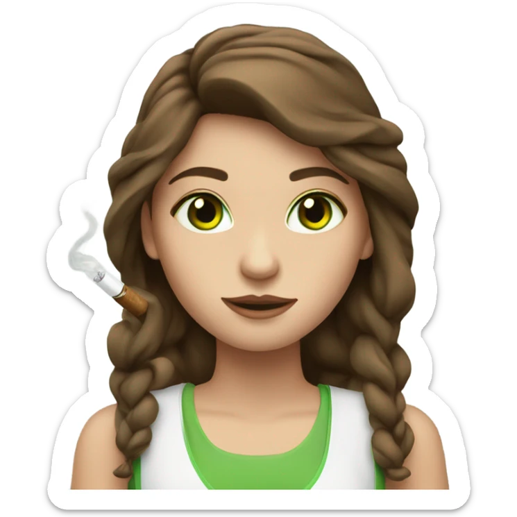girl with brown hair and green eyes with electric cigarette  sticker