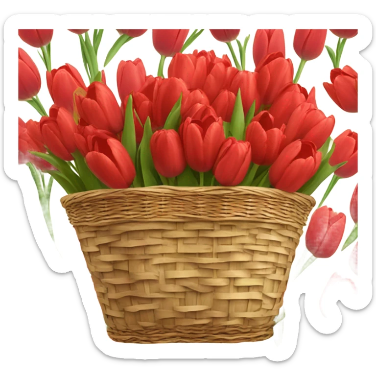 Red tulips bouquet in basket the same as the white ones you gave me without the bow. Tulips only in basket sticker