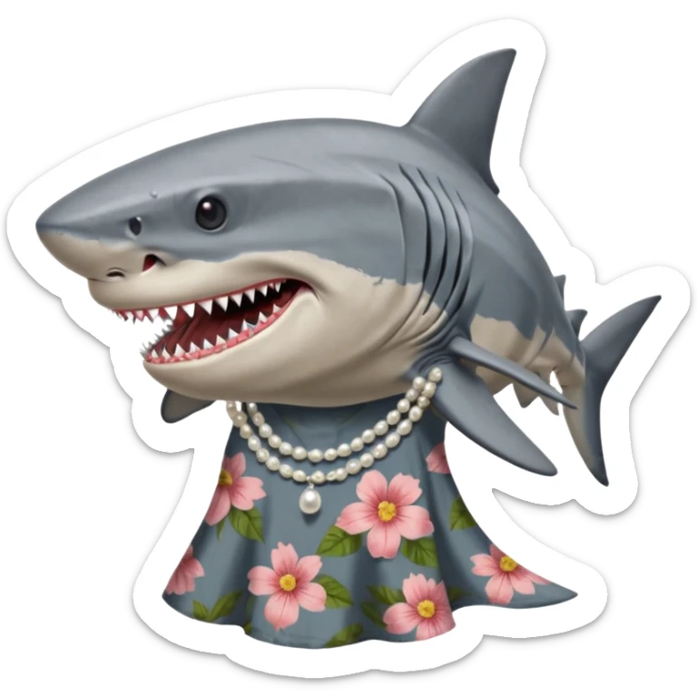 create me a slack emoji of a very old tiger shark dressed like a grandma sticker