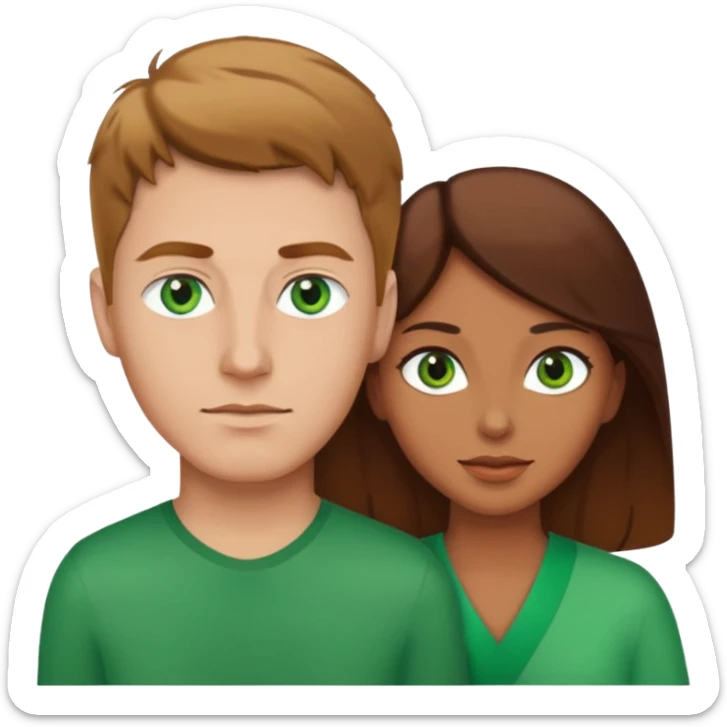 White male with big white female naked brown hair woman has green eyes sticker