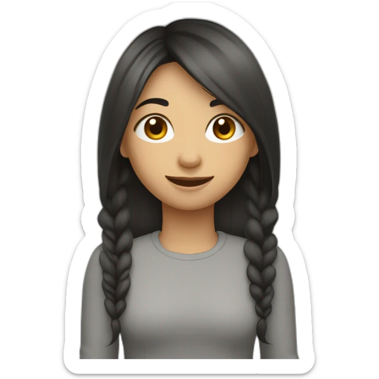 fille avec cheveux long lise noir en queu de cheval et apareille dentaire sticker