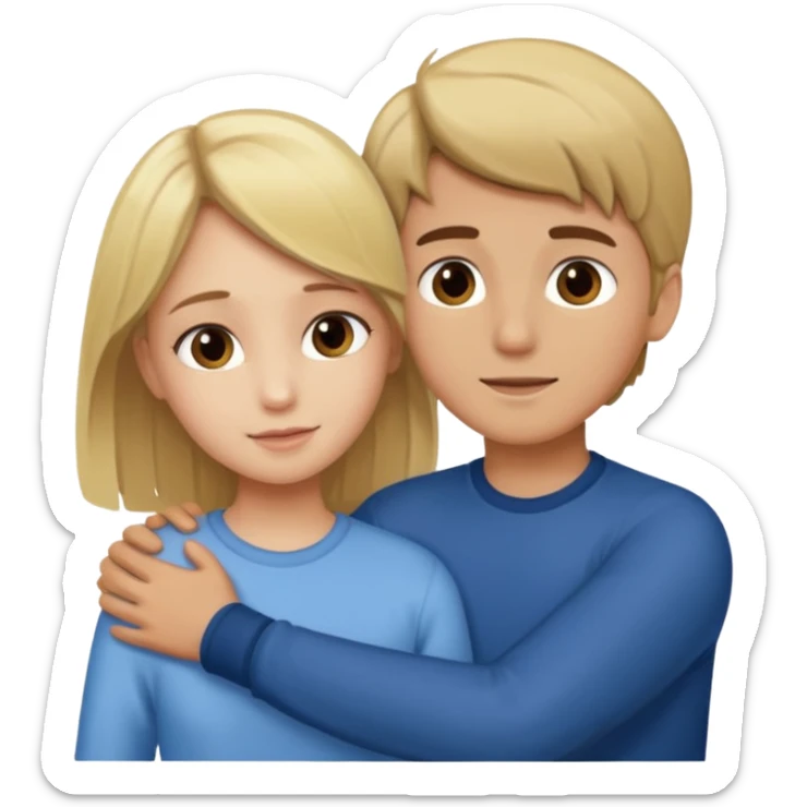 Amour à distance fille blonde et garçon brun tous les deux clair de peau  sticker