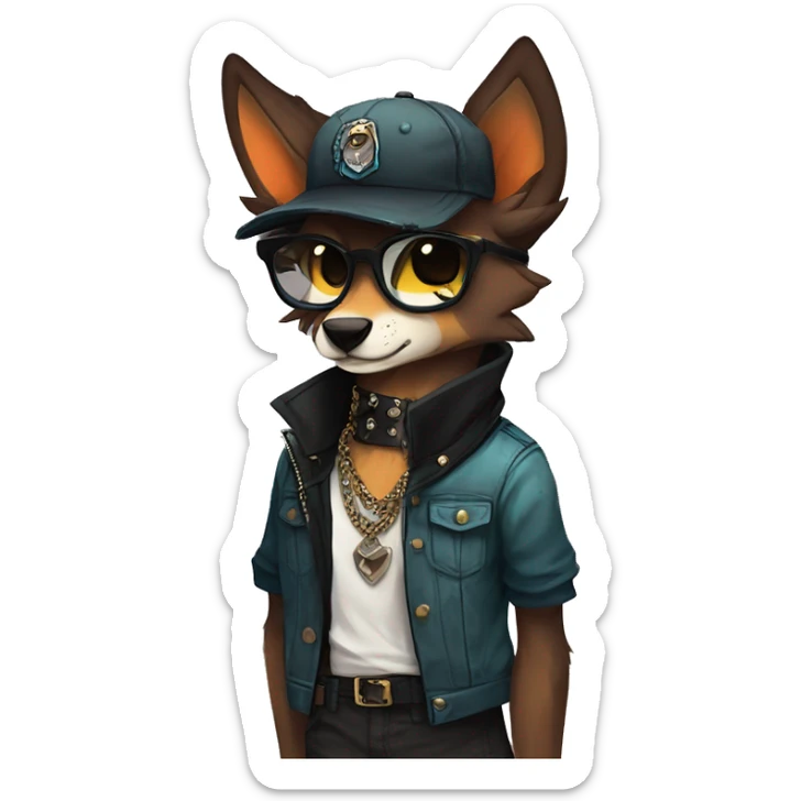 cool edgy animal fursona by griffsnuff & LiLaiRa & Falvie with badass colors and a collar full body sticker