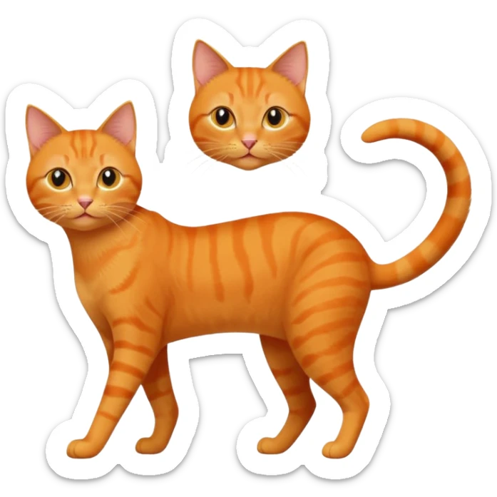 full body solid orange domestic shorthair slim cat with yellow/orange eyes playing sticker