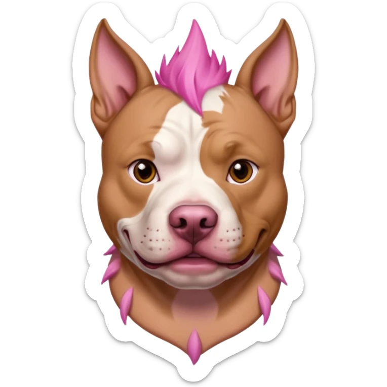 very tattoed face pitbull dog with pink spiky hair sticker