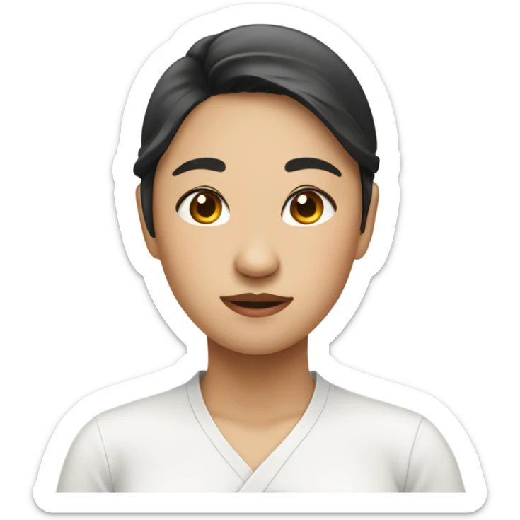 Asian girl wearing white shirt with hair spilt on both sides  sticker