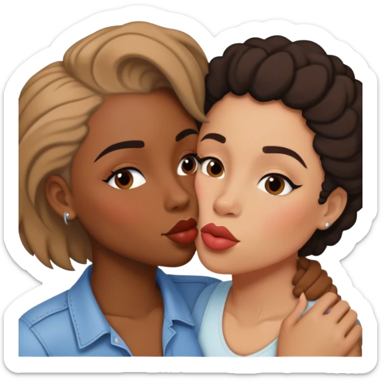 interracial couple kissing. both are women. one is butch and one is femme sticker