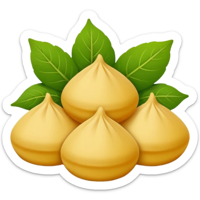 Georgian cuisine avatar in bright emoji-style illustration. Khinkali and herbs, rich golden and green colors, simple shapes, flat design, strong character. Without human sticker