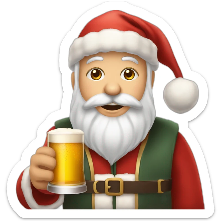 Père Noël qui offre un verre de bière à un enfant comme cadeau sticker