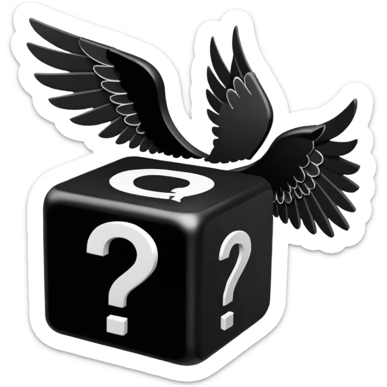 It's appearance is black and white, the black part being the main part of the lucky block while the question marks and corners are white; It carries 2 wings on each side like the other Lucky Blocks. sticker