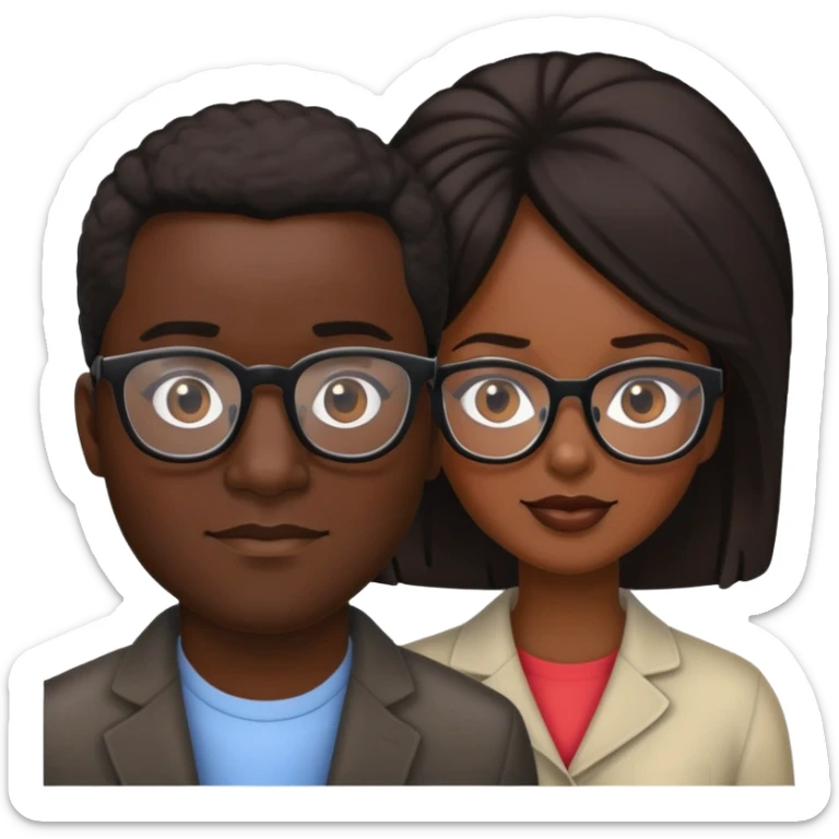 Black women with glasses and dark skin black man couple  sticker