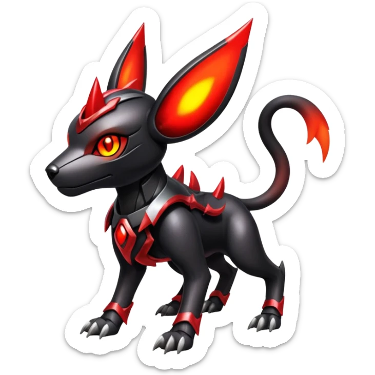 Shiny Gothic Exotic Futuristic Houndoom-Genesect-Torracat-Pokémon-Fakémon-hybrid-creature sticker