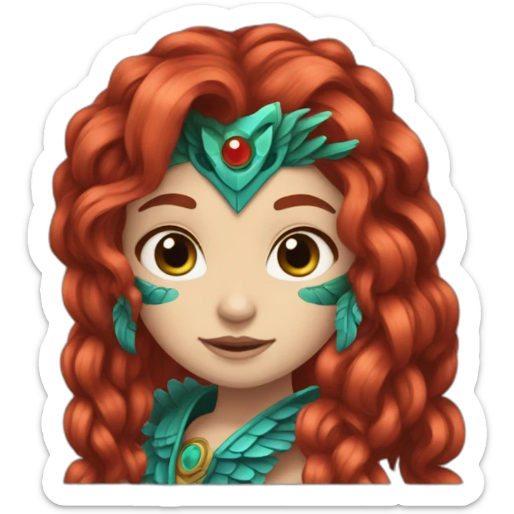 Quetzalcoatl red hair. Blue eye. White skin girl sticker