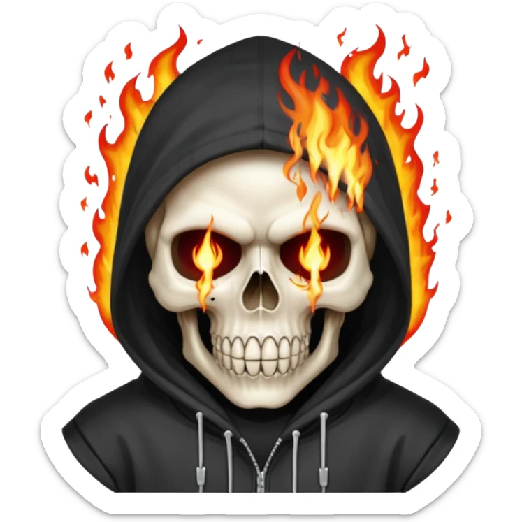 Bro I wanna skull with hoodie on the hoodie has to be on fire and I want matrix blood with the codes and weird numbers spilling out eyes and mouth almost give him a diamond grill sticker