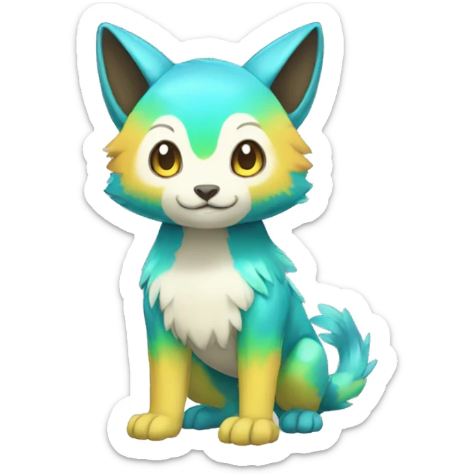 Cute cool shiny colorful animal hybrid Fakemon full body sticker
