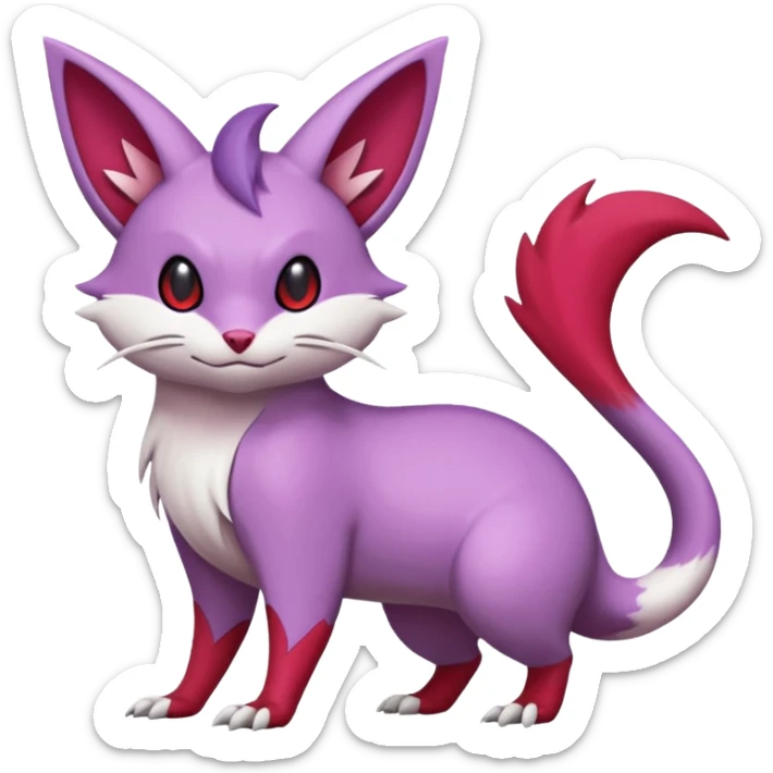Zangoose-Rattata-Skitty-Noibat-Purrloin-Fakemon-hybrid-creature (full body) sticker