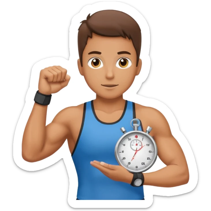 motivating fitness trainer with sportswear and stopwatch sticker