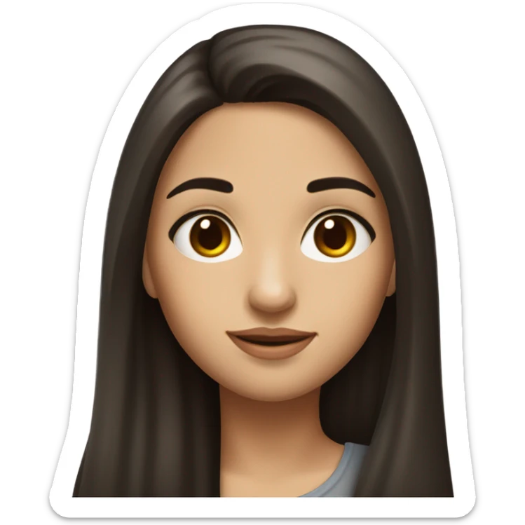 Realistic Beautiful Spanish girl brown eyes straight very long dark brown hair  sticker