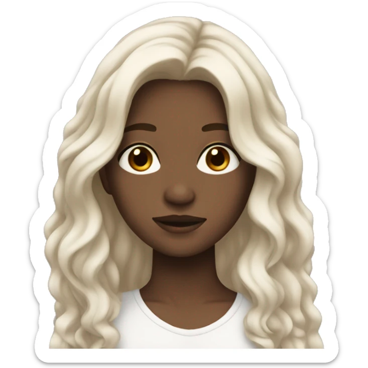 White pale Teen with BROWN long wavy hair and brown eyes  sticker