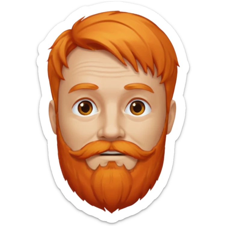 old adult male, orange hair and orange beard sticker