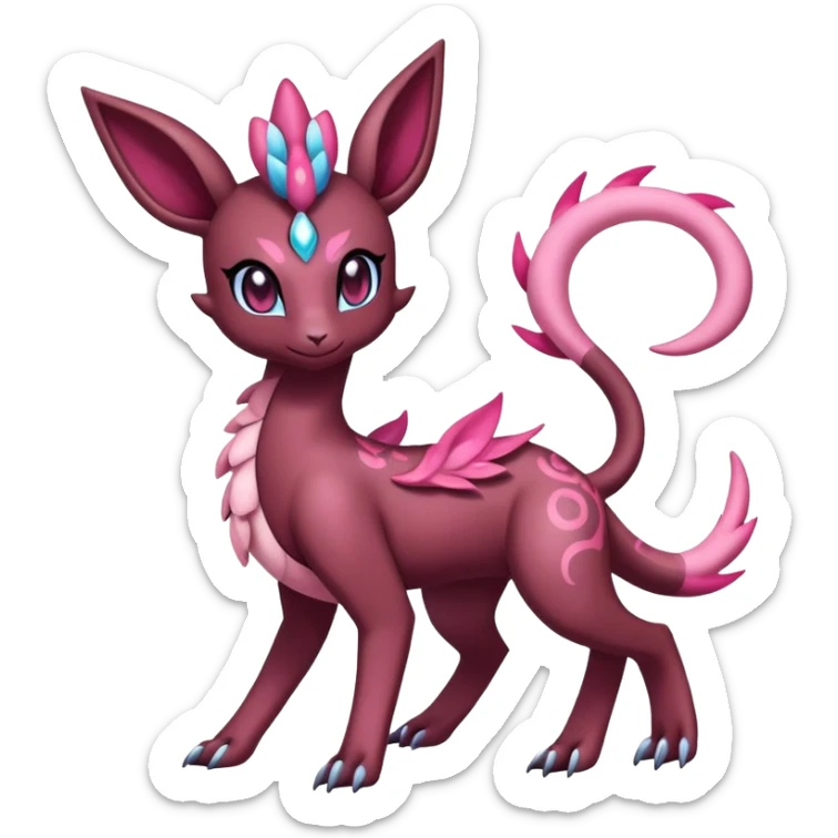  Dark Shiny Scaly Cute Gothic Exotic Amaura-Salazzle-Aurorus-Sylveon-Fakémon-hybrid-creature (full body)  sticker