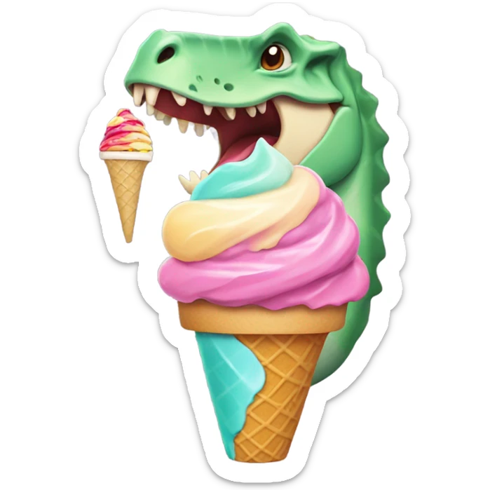 Iguanodon eating ice cream  sticker