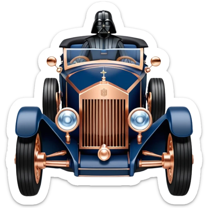 dark blue led lights Darth Vader’s nazi 1927 delicately inlaid rose gold wood barrel accents Scrooge McDuck’s Rolls Royce efficiently powered by futuristic electric motors and dynamos with wide racing wheels that are strong agility advanced suspension and steering sticker