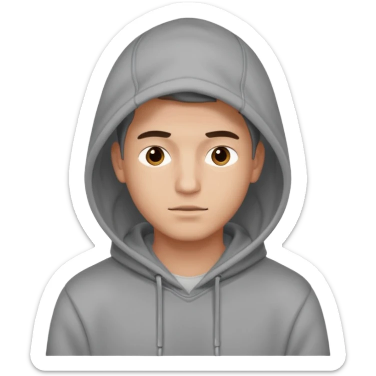a guy wears a hoodie, his face is a mysterious, he looks pretty and handsome, but very distant  sticker